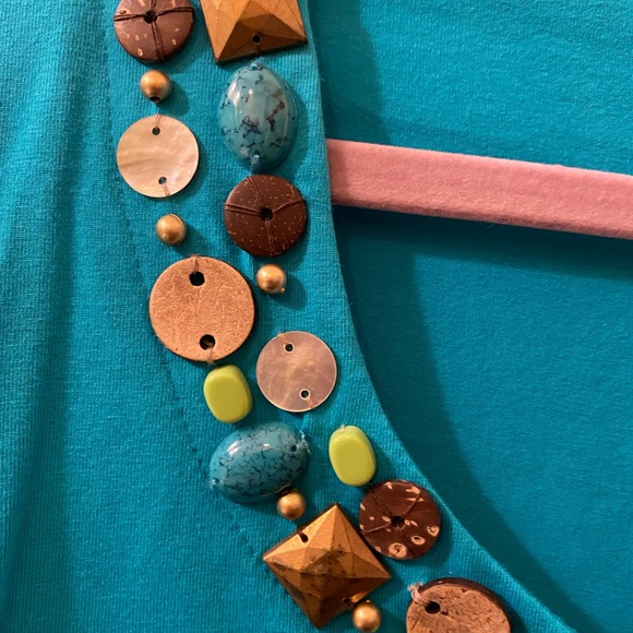 NWOT 1X Ruby Rd  Turquoise V-neck tee - Picture 3 of 5